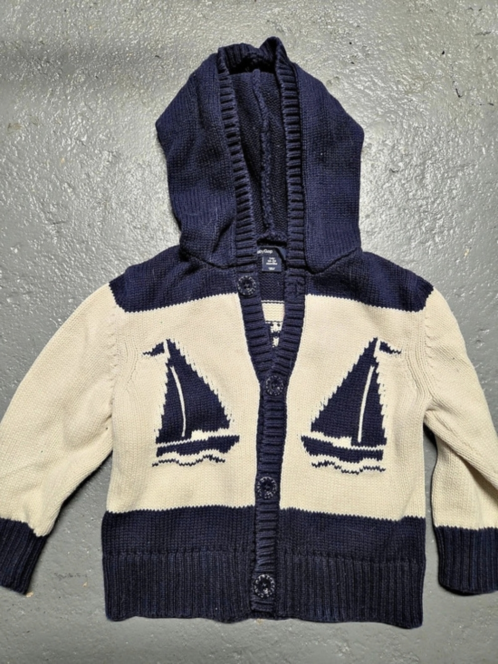 babyGap Sailboat Hooded Sweater Baby 12-18M
